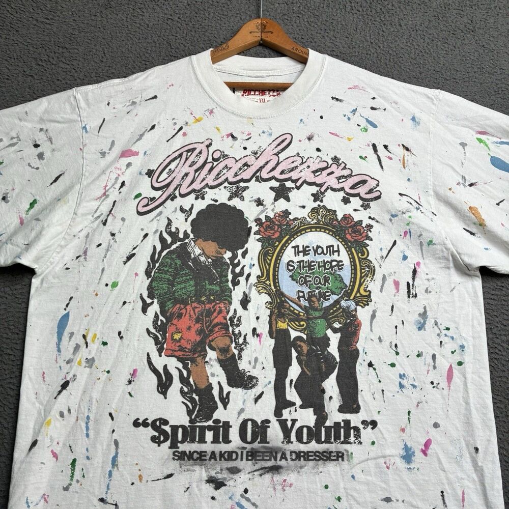 Ricchezza Young Thug Designer White Graphic T- Shirt Hip Hop Size 2XL Painters